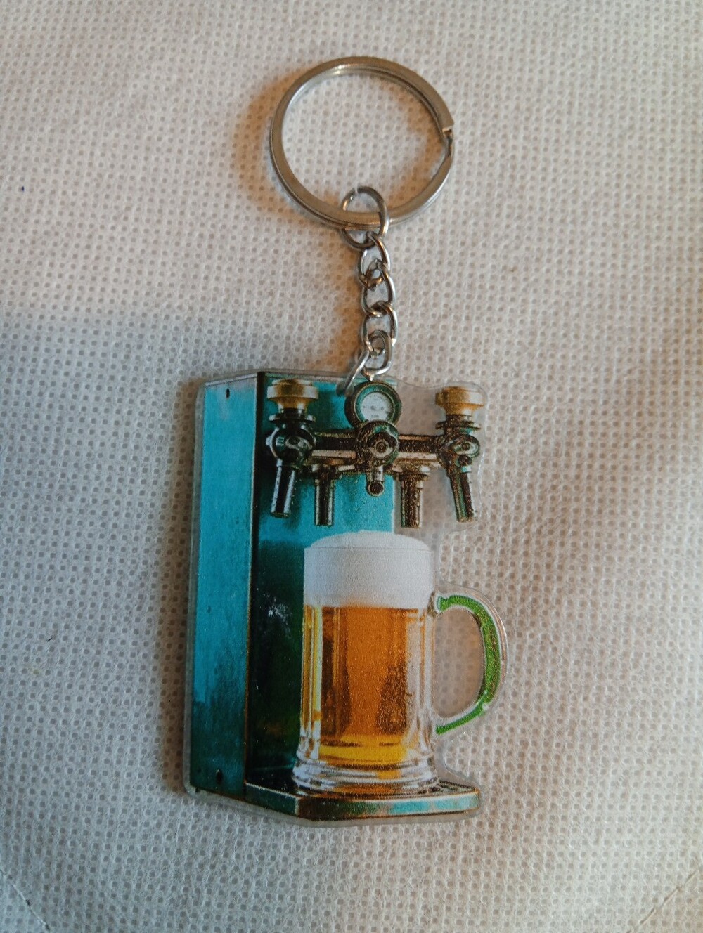 Beer Tap Keychain Charm - Teal and Gold Accent